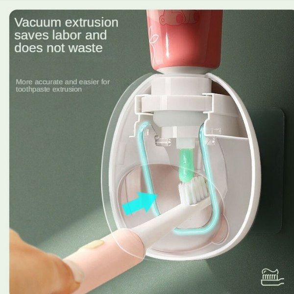 Set de Dispensador automático de pasta de dientes y soporte de pared para vaso y cepillo de dientes