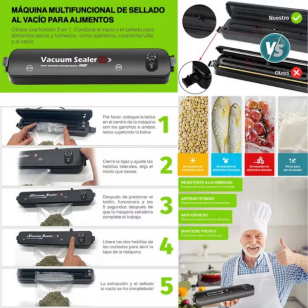 Máquina Selladora al Vacío + 10 Bolsas Incluida | Frescura Garantizada