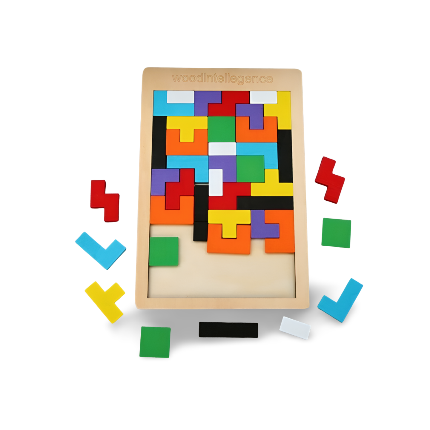Juguete de madera tipo tablet rompecabezas de aprendizaje para niños.