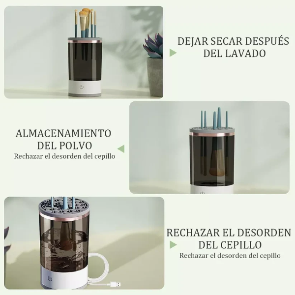 Limpiador Eléctrico de Brochas de Maquillaje, Limpieza Rápida y Profunda