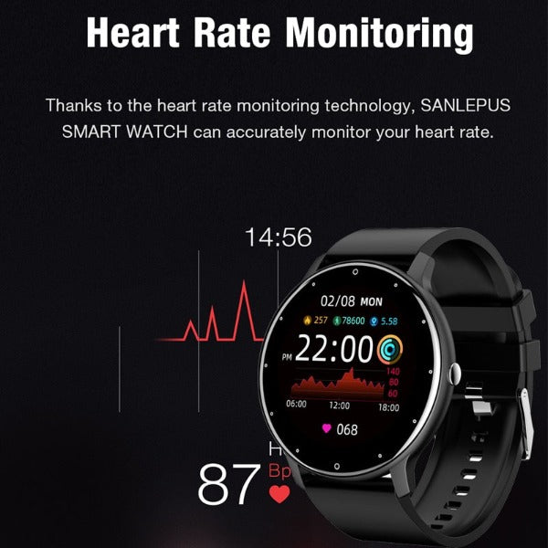 Reloj deportivo inteligente , posee pantalla completamente táctil, resistente al agua, bluetooth para Android e IOS.