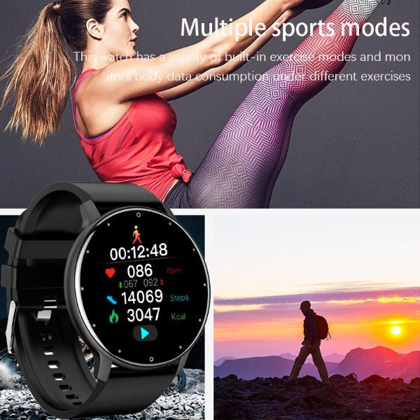 Reloj deportivo inteligente , posee pantalla completamente táctil, resistente al agua, bluetooth para Android e IOS.