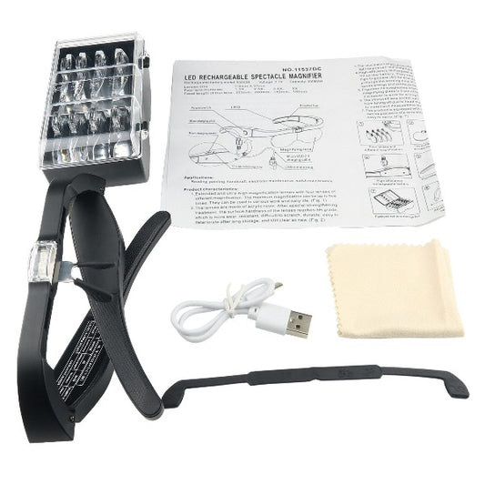 Lupa con 4 lentes de aumento y conexión USB recargable, con luz LED. - Comercial AllyTrends SpA