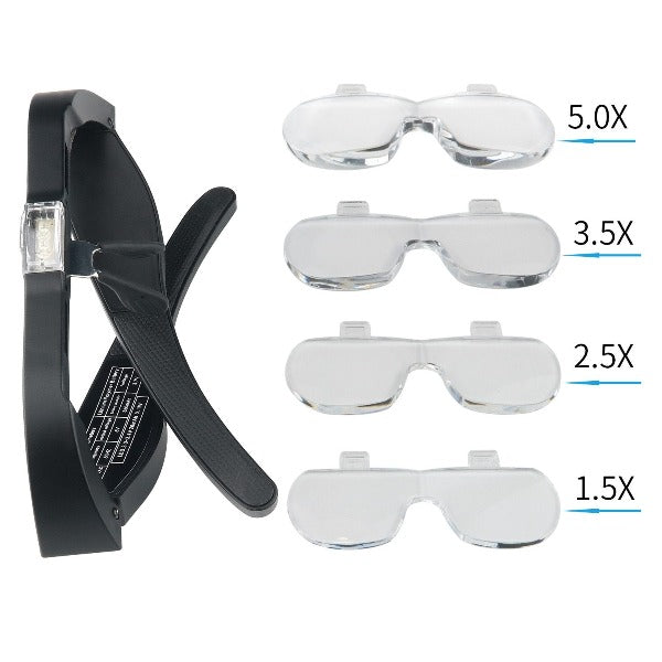 Lupa con 4 lentes de aumento y conexión USB recargable, con luz LED. - Comercial AllyTrends SpA