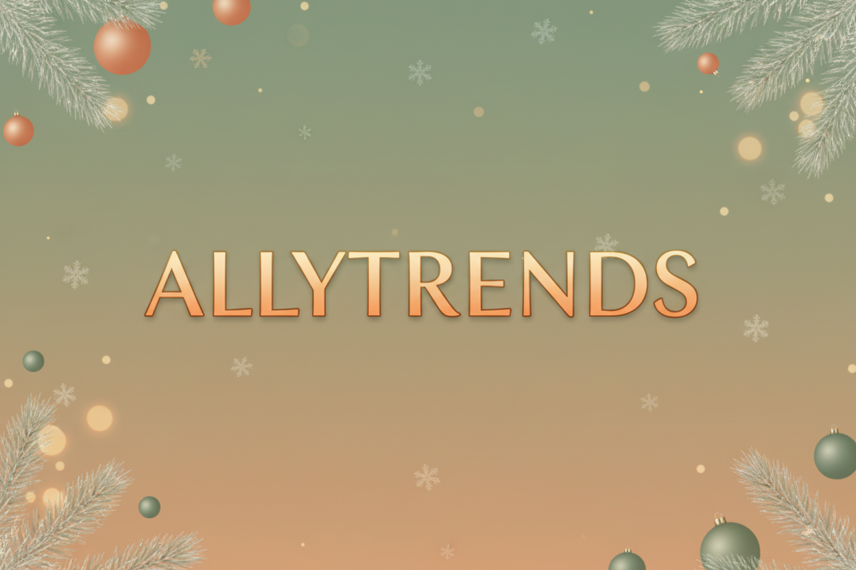 crear una imagen Navideña ALLYTRENDS con tonos suaves en naranjas y verdes