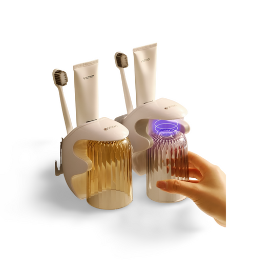 Set de Dispensador automático de pasta de dientes y soporte de pared para  vaso y cepillo de dientes