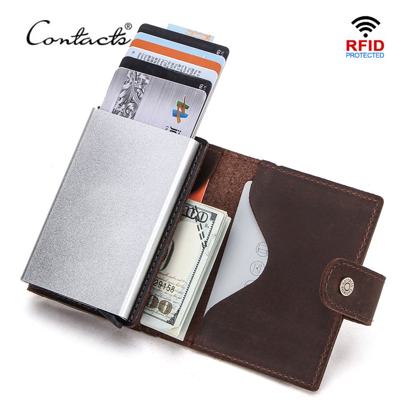 Monedero automático de cuero y antirrobos " Smart Contact Wallet"
